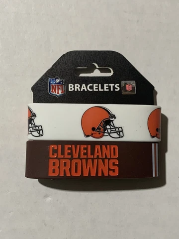 Cleveland Browns NFL Rubber Wristband Bracelet Set Of 2 Cover