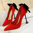 Sexy Party Womens Stilettos High Heels Pointy Toes Back Bow Knot Slim Prom Shoes