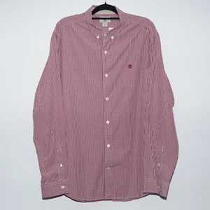 Mens Timberland Red White Checked Long Sleeve Button Shirt Size XXL - BNWT - Picture 1 of 8