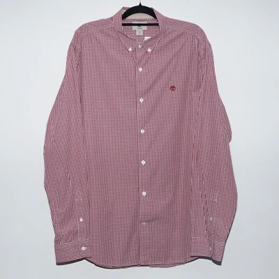 Mens Timberland Red White Checked Long Sleeve Button Shirt Size XXL - BNWT - Image 1 of 4