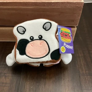 RARE Mary Meyer Food For Thought Cow Sandwich Puppet NEW WITH TAGS - Picture 1 of 3