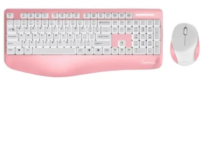 IMPECCA Wireless Multimedia Keyboard & Mouse With Ergonomic Palm-Rest, Pink - Image 1 of 4