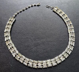 1950s Vintage Rhinestone Baguette Choker Necklace – Classic Sparkle - Imagen 1 de 2