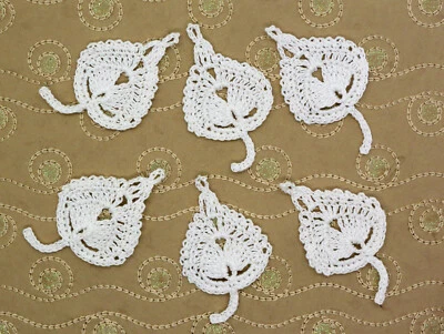 Hojas de hojas de encaje blanco de ganchillo pequeño aplique adorno para hacer tarjetas 6 piezas Foto 1 de 3