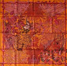 Hermes Scarf Mythes et Metamorphoses 90 cm silk orange Carre forest 35"
