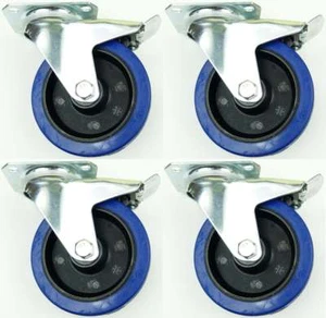 4x 125 mm SL Möbelrollen m. Bremse Rollen Möbel Transportrollen Lenkrollen Gummi - Bild 1 von 11