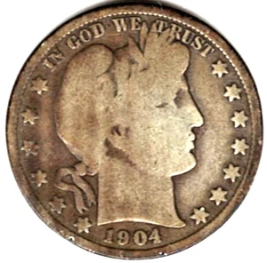 1904 Barber Half grades in GOOD+ condition ~ FULL RIMS   stk h111 - Picture 1 of 5