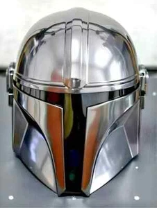 The Mandalorian Helmet Steel Halloween Helmet With Liner and Chin Strap Star War - Picture 1 of 5