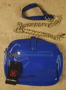 La Sorella glänzend blau Schultertasche Handtasche Tasche 8 x 6 Zoll neu mit Etikett - Bild 1 von 5