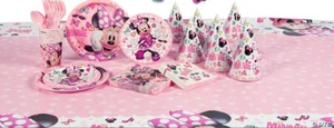 MINNIE MOUSE Birthday Party DELUXE Kit for 8 guests Plates Napkins Cups Hats + - Picture 1 of 9