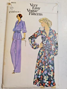 Dress Tunic Top Pants 14 Very Easy Vogue 9925 Sewing Pattern VTG Cut Flowy Loose - Picture 1 of 7