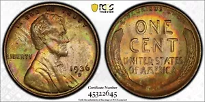 1936-D Lincoln Cent ~ PCGS Questionable Color ~ Rainbow Album Toning! - Picture 1 of 3