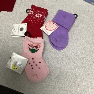 Baby Girls Socks, Red, Purple And Pink, Up To 12 Months, - Picture 1 of 5
