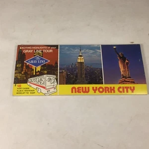 Vtg GRAY LINE TOUR SOUVENIR BOOKLET of NEW YORK CITY w 18 Color POST CARDS WTC - Picture 1 of 5