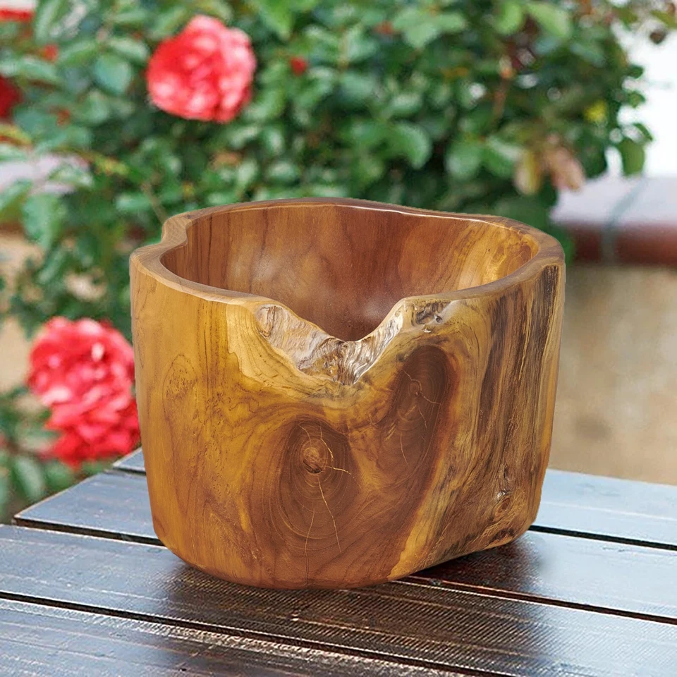 Teak Fruit Bowl Reclaimed Teak 8.3'' Tall Solid Teak Root Bowl Home Decor - Image 1 of 4