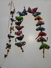 Prosperity Hens Strung  Fabric Birds Bells And Beads Indian Animal Garland