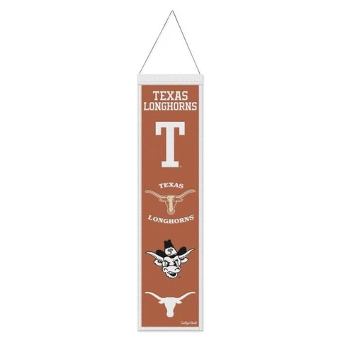 Texas Longhorns NCAA Heritage Banner Embroidered Wool 8" X 32" Cover