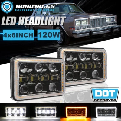 Par de faros LED Hi-Lo DRL lámpara de anillo de señal de giro para Plymouth Caravelle 79-89 Foto 1 de 4