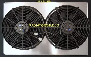 ALUMINUM RADIATOR FAN SHROUD 88-99 CHEVY TRUCK C1500 C2500 28" CORE W/ 14" FANS - Foto 1 di 3