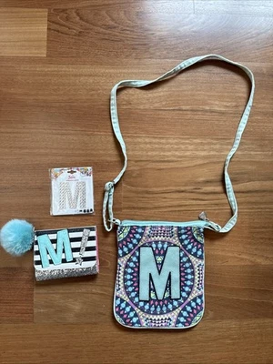 Lot Of 3 Justice Letter M Purse + Wallet + Rhinestone Sticker - Image 1 of 4