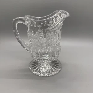 Antique EAPG US United States Glass Clear Footed Pitcher Creamer With Daisies - Picture 1 of 10