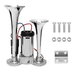 12V 600DB Upgraded Car Air Horn Super Loud Dual Trumpets Electric Train Horn  - Picture 1 of 7
