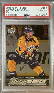 2015 UPPER DECK Viktor Arvidsson PSA 10 RC SILVER FOIL YOUNG GUNS ROOKIE POP =10 - Picture 1 of 3