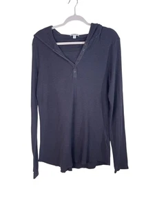 Sudadera con capucha tejida gofre gris carbón estándar James Perse para mujer talla 3 - Imagen 1 de 10