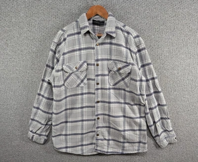 Polar King by Key Grey Check Plaid Retro Thick Snap Button Shirt Shacket XL - Image 1 of 4