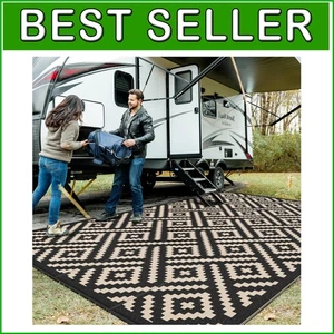 Versatile 10' x 14' Waterproof Plastic Rug - Ideal for Picnics, Patios, Camping - Picture 1 of 9