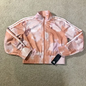 Adidas Full Zip Loose Fit Jacket Peach Pink Orange Girls XL 16 NWT Style AP4564 - Picture 1 of 10