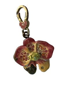 Jay Strongwater Charm Pansy Flower Enamel And Crystals Excellent - Picture 1 of 8