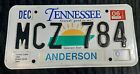 Vintage Sun TN Tenn License Plate MCZ-784 Anderson Issued ~Jan 00 - Dec 05~ 00B