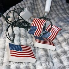 VTG Blow Mold 10 Patriotic American Flags String Lights Stars & Stripes July 4th