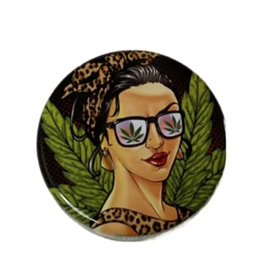 Smokezilla Tobacco Tin Safety Container | Girl Leaf Lens | 3" - Picture 1 of 2
