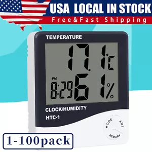 Thermometer Indoor Digital LCD Hygrometer Temperature Humidity Meter Alarm Clock - Picture 1 of 12