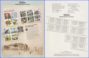 USA8 #3185 U/A SOUVENIR PAGE FDC SvSht  Celebrate the Century - 1930s - Picture 1 of 1