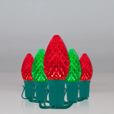 50 C7 OptiCore Shatterproof LED Christmas Lights Faceted Finish, Green Wire 50ft - Image 1 of 4