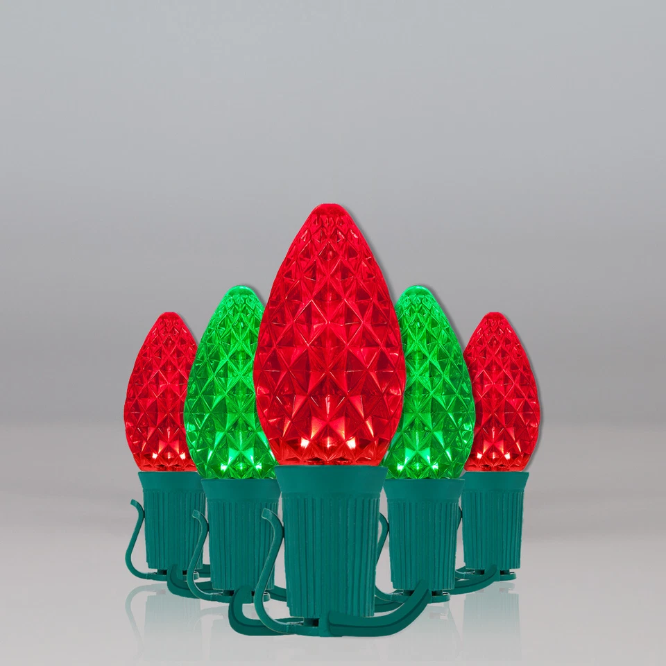 50 C7 OptiCore Shatterproof LED Christmas Lights Faceted Finish, Green Wire 50ft - Image 1 of 4