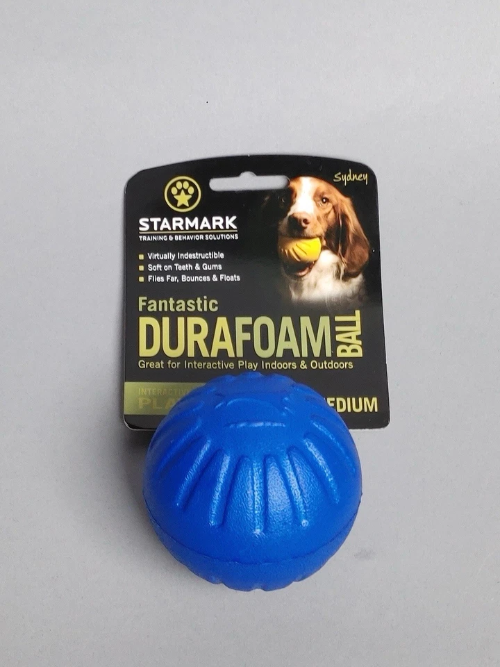 Dog Fetch DURAFOAM BALL Medium blue Starmark - Brand New US seller - Imagem 1 de 4