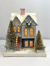 Cody Foster Christmas Light Up House, Putz, Glitter House; Frosted Mansionette