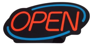 Dynamic LED Retail Open Sign: Flashing Red Letters with Blue Wave - Picture 1 of 2