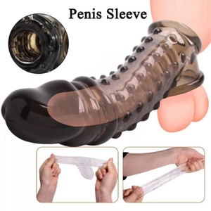 Funda Pene Masculino Transparente Manga Circunferencia Reutilizable-Alargador de Condones Potenciador - Imagen 1 de 15