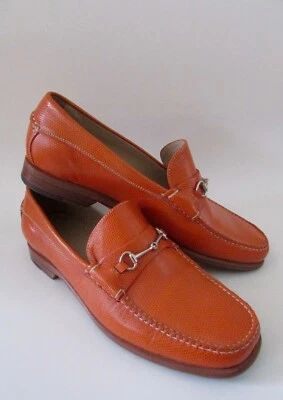Mocasines Cole Haan cosidos a mano ASCOT de cuero de lagarto naranja en relieve 9,5 Foto 1 de 4