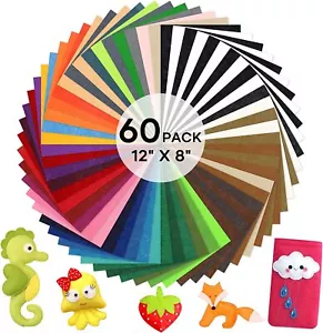 Craft Felt Fabric Sheet 60x Felt Squares 1mm Thick Soft 40Colours For Toy Making - Picture 1 of 12