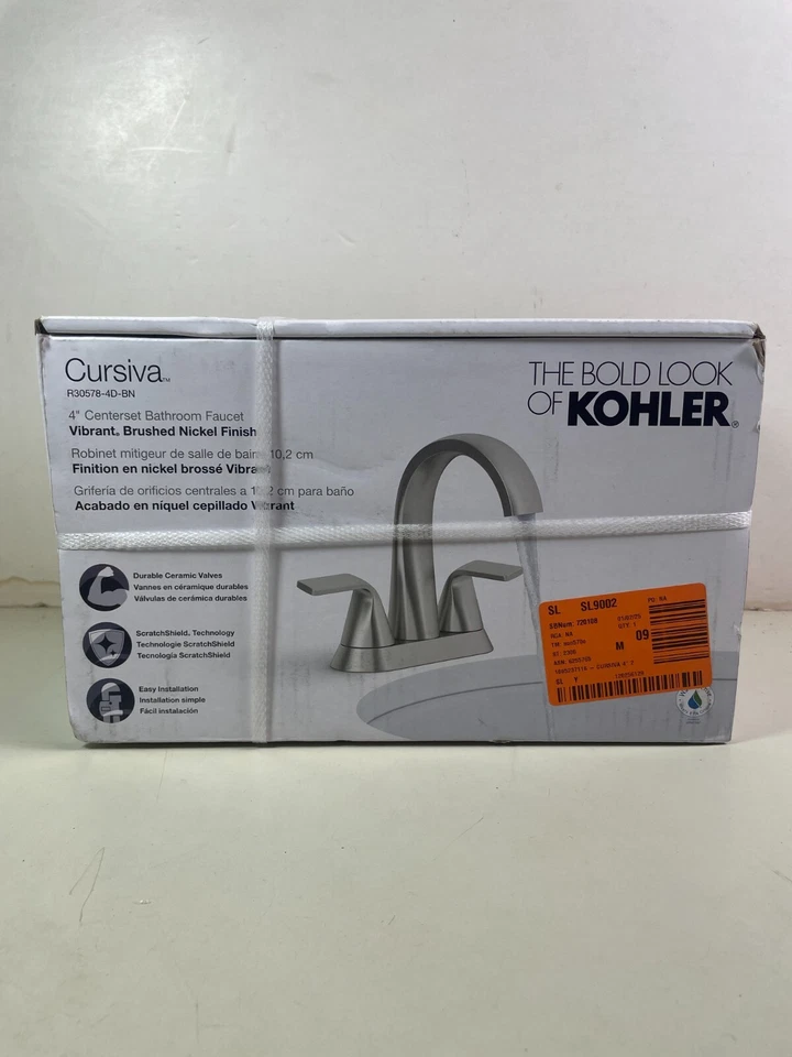 KOHLER Cursiva 4 in. R30578-4D-BN 2-Handle Bathroom Faucet Brushed Nickel