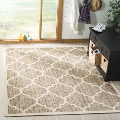 SAFAVIEH Indoor Outdoor CY6914-242 Courtyard Brown / Bone Rug - Image 1 of 4
