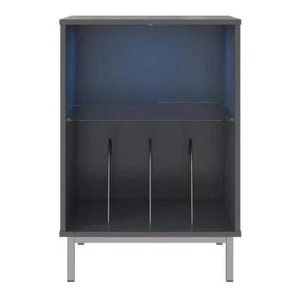 Ameriwood Home Media Storage 2-Shelves MDF Turntable Stand in Graphite Gray - Picture 1 of 5