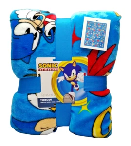 Sonic The Hedgehog Kids Super Soft Sherpa Blanket Throw 120cm x 150cm - Picture 1 of 3