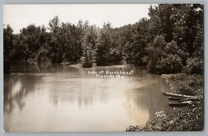 Foto postal real de barcos Pineville Missouri MO Lake At Havenhurst RPPC años 50 - Imagen 1 de 2